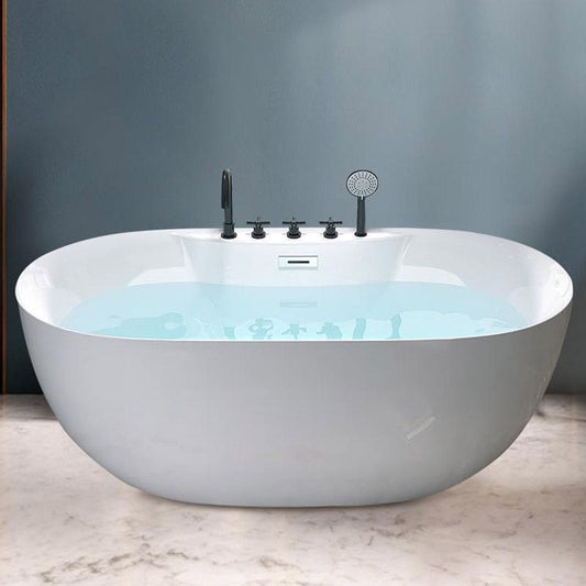 Modern White Acrylic Bathtub Freestand Soaking Bathtub with Drain Bath Tub Clearhalo 'Bathroom Remodel & Bathroom Fixtures' 'Bathtubs' 'Home Improvement' 'home_improvement' 'home_improvement_bathtubs' 'Showers & Bathtubs' 1200x1200_d8f93048-c4e4-4d93-865b-df7f14ceb9d4