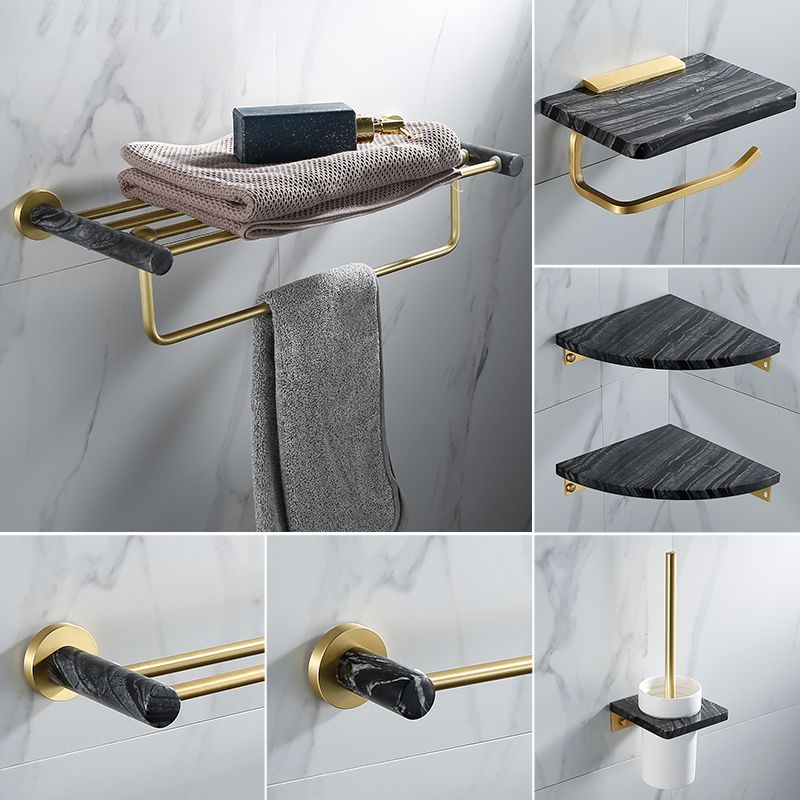 Contemporary Golden Bath Hardware Set Brass& Marble Bathroom Accessory Kit Clearhalo 'Bathroom Hardware Sets' 'Bathroom Hardware' 'Bathroom Remodel & Bathroom Fixtures' 'bathroom_hardware_sets' 'Home Improvement' 'home_improvement' 'home_improvement_bathroom_hardware_sets' 1200x1200_d8fa7b74-b3ae-4e5e-b844-46036ce6130a