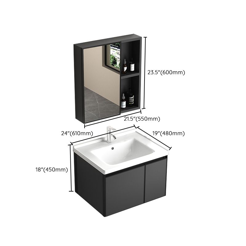 Rectangular Bathroom Vanity Single Sink Modern Gray Metal Base Vanity Set Clearhalo 'Bathroom Remodel & Bathroom Fixtures' 'Bathroom Vanities' 'bathroom_vanities' 'Home Improvement' 'home_improvement' 'home_improvement_bathroom_vanities' 1200x1200_d954f16c-55a1-4e6f-bfd3-a5e5c8fdfc35