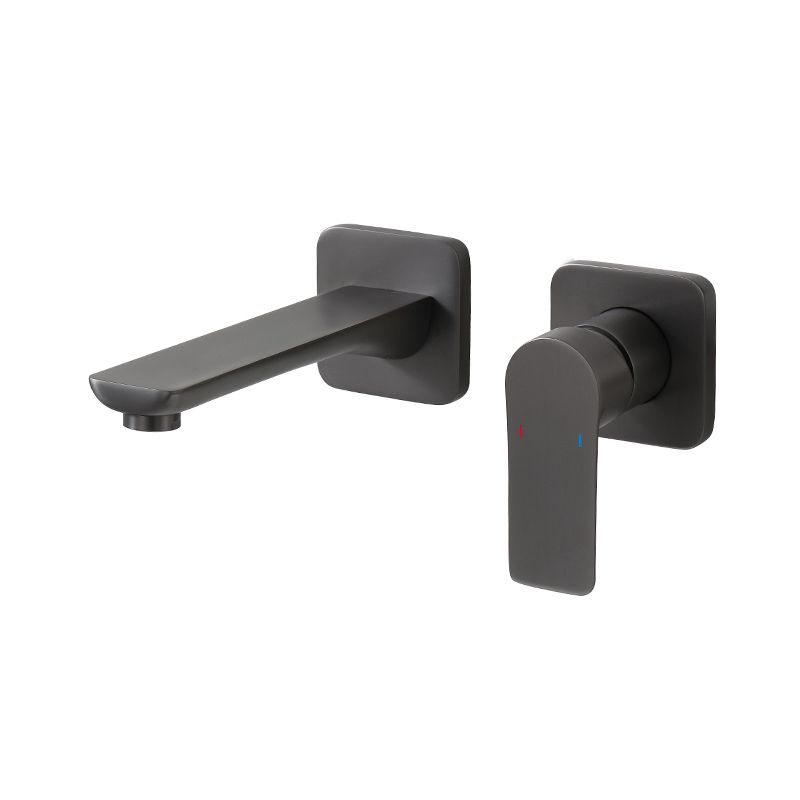 Lever Single-Handle Wall Mounted Modern Low Arc Metal Wall Mount Clearhalo 'Bathroom Remodel & Bathroom Fixtures' 'Bathtub Faucets' 'bathtub_faucets' 'Home Improvement' 'home_improvement' 'home_improvement_bathtub_faucets' 1200x1200_d956f85a-88f6-474a-b7dd-fa3facc5148b