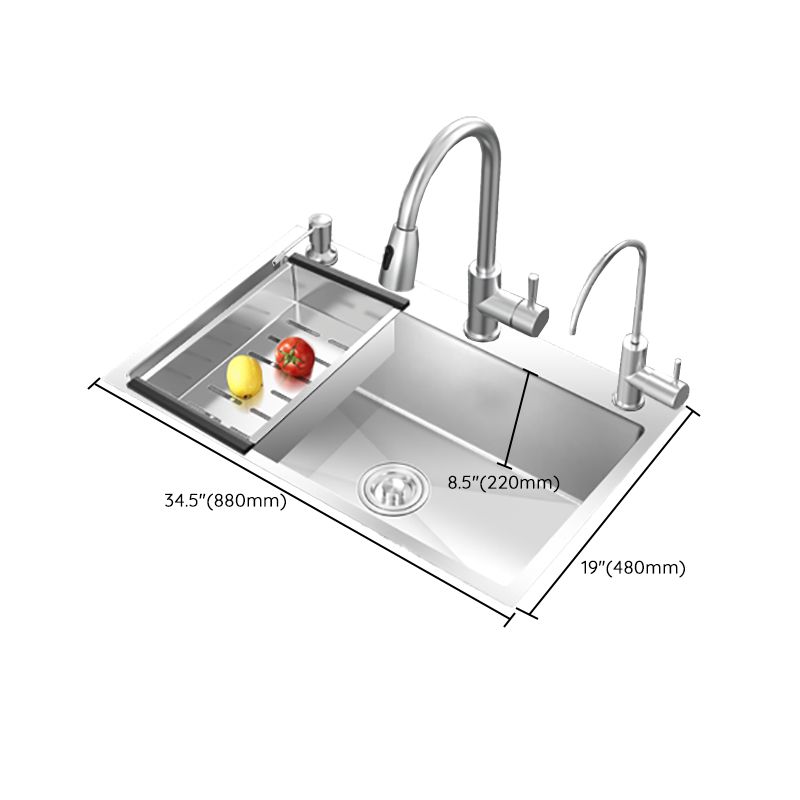 Modern Style Kitchen Sink Overflow Hole Design Drop-In Kitchen Sink with Soundproofing Clearhalo 'Home Improvement' 'home_improvement' 'home_improvement_kitchen_sinks' 'Kitchen Remodel & Kitchen Fixtures' 'Kitchen Sinks & Faucet Components' 'Kitchen Sinks' 'kitchen_sinks' 1200x1200_d98f379e-b19e-4cde-89d3-2f601b450371