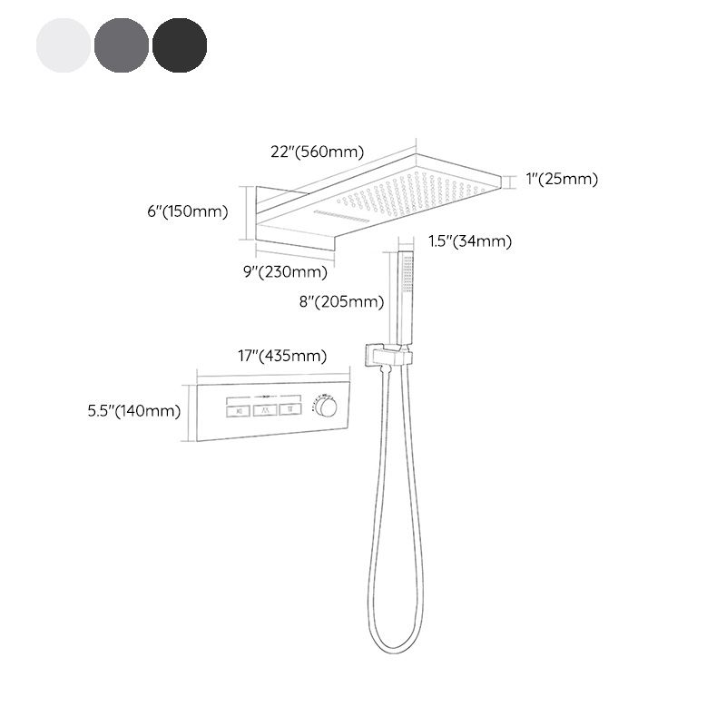 Modern Shower Set Adjustable Shower Head Wall Mounted Shower System Clearhalo 'Bathroom Remodel & Bathroom Fixtures' 'Home Improvement' 'home_improvement' 'home_improvement_shower_faucets' 'Shower Faucets & Systems' 'shower_faucets' 'Showers & Bathtubs Plumbing' 'Showers & Bathtubs' 1200x1200_d99cab52-82da-48d3-abf6-12413d16f3af