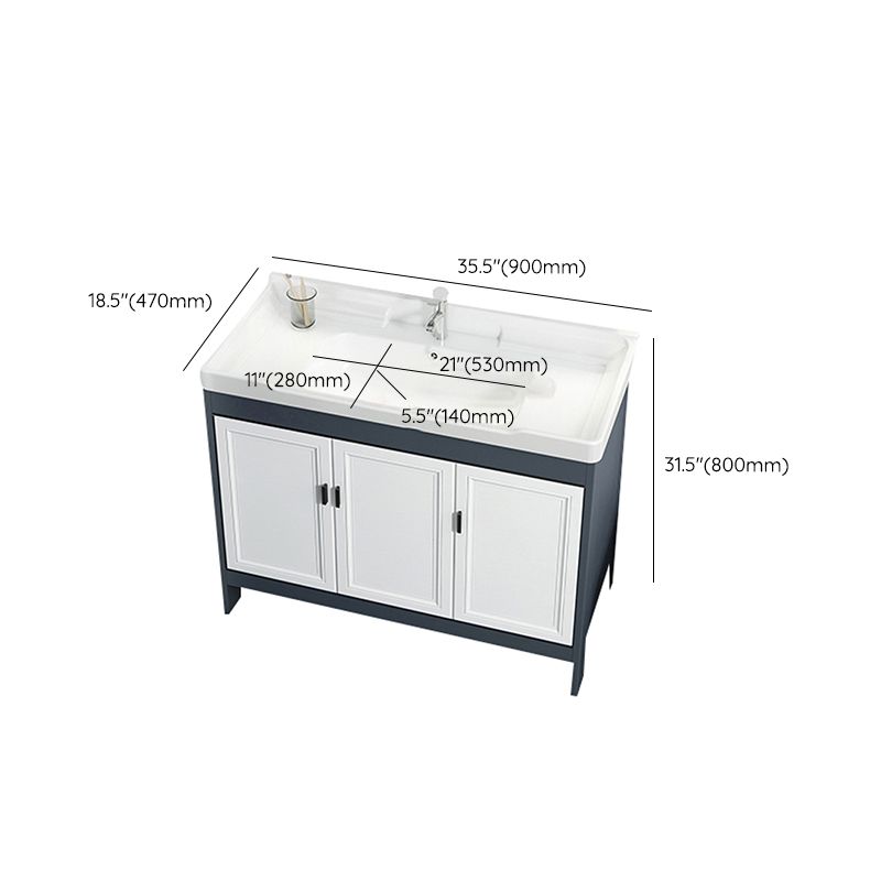 Mirror Bathroom Vanity Freestanding Rectangular Single Sink Metal Frame Vanity with Doors Clearhalo 'Bathroom Remodel & Bathroom Fixtures' 'Bathroom Vanities' 'bathroom_vanities' 'Home Improvement' 'home_improvement' 'home_improvement_bathroom_vanities' 1200x1200_d9d41df2-b4be-49cb-a43e-7b0faf32e47c