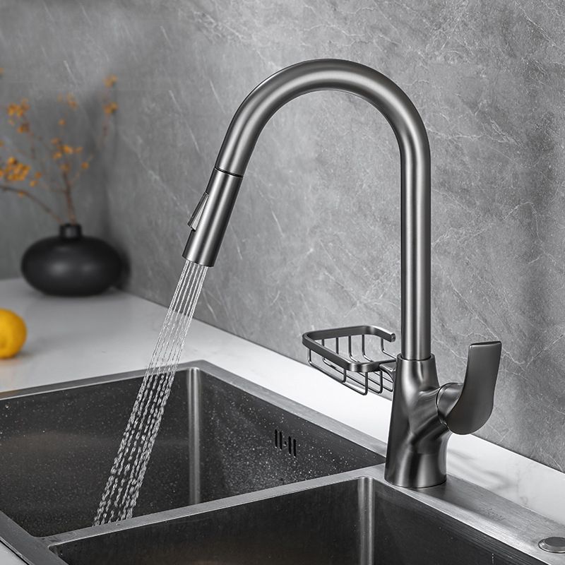 Modern Bar Faucet Brass Pulldown Sprayer Swivel Spout Kitchen Sink Faucet Clearhalo 'Home Improvement' 'home_improvement' 'home_improvement_kitchen_faucets' 'Kitchen Faucets' 'Kitchen Remodel & Kitchen Fixtures' 'Kitchen Sinks & Faucet Components' 'kitchen_faucets' 1200x1200_d9e433b0-8f2f-4b21-aea5-8759b47f5a69