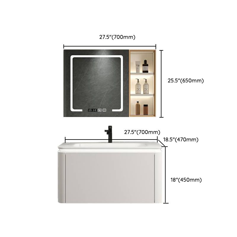 Wall Mounted Bathroom Vanity Mirror Drawer Single Sink Wood Rectangular in White Clearhalo 'Bathroom Remodel & Bathroom Fixtures' 'Bathroom Vanities' 'bathroom_vanities' 'Home Improvement' 'home_improvement' 'home_improvement_bathroom_vanities' 1200x1200_da3b6ced-c36b-4e8a-8982-77c362575a8e