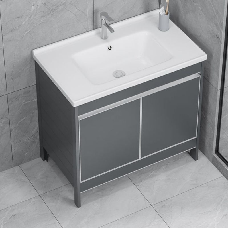 Freestanding Bathroom Vanity Space Aluminum Bathroom Vanity with Sink Clearhalo 'Bathroom Remodel & Bathroom Fixtures' 'Bathroom Vanities' 'bathroom_vanities' 'Home Improvement' 'home_improvement' 'home_improvement_bathroom_vanities' 1200x1200_da458d9b-53da-4ee4-9b66-3bc777302de7