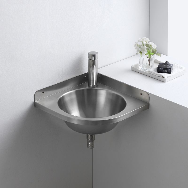 Modern Corner Sinks Metal Round with Faucet Wall Mount Bathroom Sink Clearhalo 'Bathroom Remodel & Bathroom Fixtures' 'Bathroom Sinks & Faucet Components' 'Bathroom Sinks' 'bathroom_sink' 'Home Improvement' 'home_improvement' 'home_improvement_bathroom_sink' 1200x1200_da4b21a4-947c-4336-8f66-2868be9c14b9