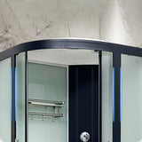 Framed Black Shower Enclosure Clear Easy Clean Glass Rounded Shower Enclosure Clearhalo 'Bathroom Remodel & Bathroom Fixtures' 'Home Improvement' 'home_improvement' 'home_improvement_shower_stalls_enclosures' 'Shower Stalls & Enclosures' 'shower_stalls_enclosures' 'Showers & Bathtubs' 1200x1200_da5ebee8-408a-4b1b-bd35-d8b342a21786