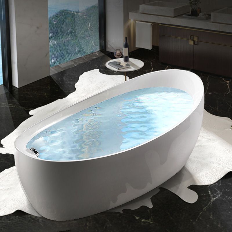 Modern White Ellipse Acrylic Bathtub Freestand Soaking Bathtub with Drain Bath Tub Clearhalo 'Bathroom Remodel & Bathroom Fixtures' 'Bathtubs' 'Home Improvement' 'home_improvement' 'home_improvement_bathtubs' 'Showers & Bathtubs' 1200x1200_da5ec52d-349d-446a-b7b7-d84436d4535d