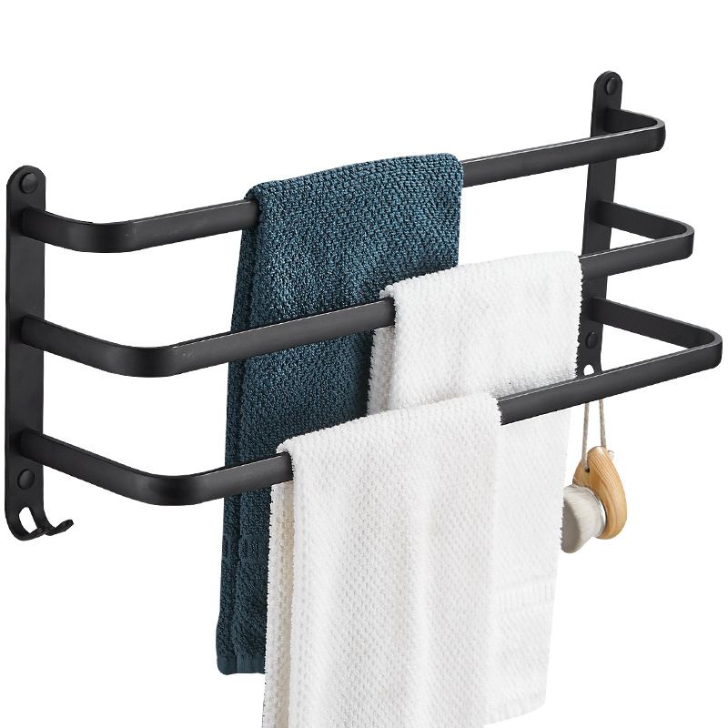 Modern Black Aluminum Bath Hardware Set Towel Bar Bathroom Hardware Clearhalo 'Bathroom Hardware Sets' 'Bathroom Hardware' 'Bathroom Remodel & Bathroom Fixtures' 'bathroom_hardware_sets' 'Home Improvement' 'home_improvement' 'home_improvement_bathroom_hardware_sets' 1200x1200_da7b25d4-f60d-4285-be7e-f0e280058a69