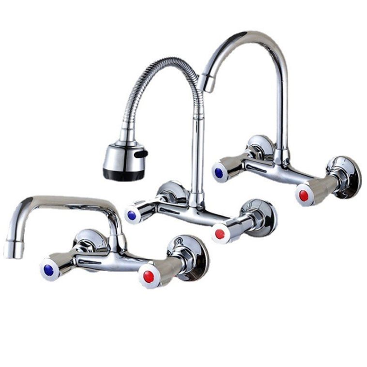 Modern 1-Hold Bar Faucet Double Handle Wall-mounted Lead Free Bar Faucet Clearhalo 'Home Improvement' 'home_improvement' 'home_improvement_kitchen_faucets' 'Kitchen Faucets' 'Kitchen Remodel & Kitchen Fixtures' 'Kitchen Sinks & Faucet Components' 'kitchen_faucets' 1200x1200_da971f47-6ece-489c-b9e2-2d08a501b96a