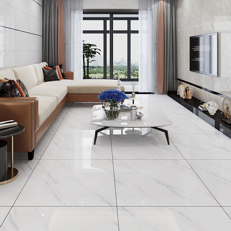 Square Ceramic Polished Straight Edge Singular Tile Marble Look Bathroom Floor Clearhalo 'Floor Tiles & Wall Tiles' 'floor_tiles_wall_tiles' 'Flooring 'Home Improvement' 'home_improvement' 'home_improvement_floor_tiles_wall_tiles' Walls and Ceiling' 1200x1200_daad492a-0619-4fc9-a28f-b2a654b1b40a