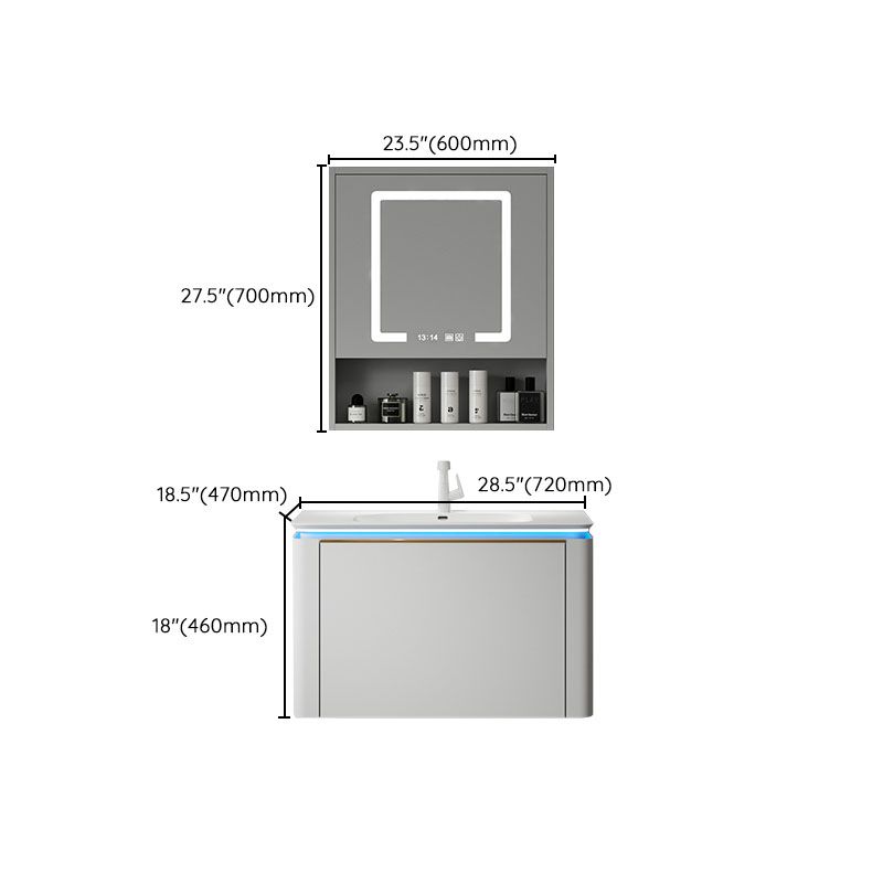 Modern Metal White Wall Mount Bathroom Sink Vanity Faucet Included with Mirror Clearhalo 'Bathroom Remodel & Bathroom Fixtures' 'Bathroom Vanities' 'bathroom_vanities' 'Home Improvement' 'home_improvement' 'home_improvement_bathroom_vanities' 1200x1200_dab6ff6b-2a1e-4bc9-8cd9-2812265a24e9