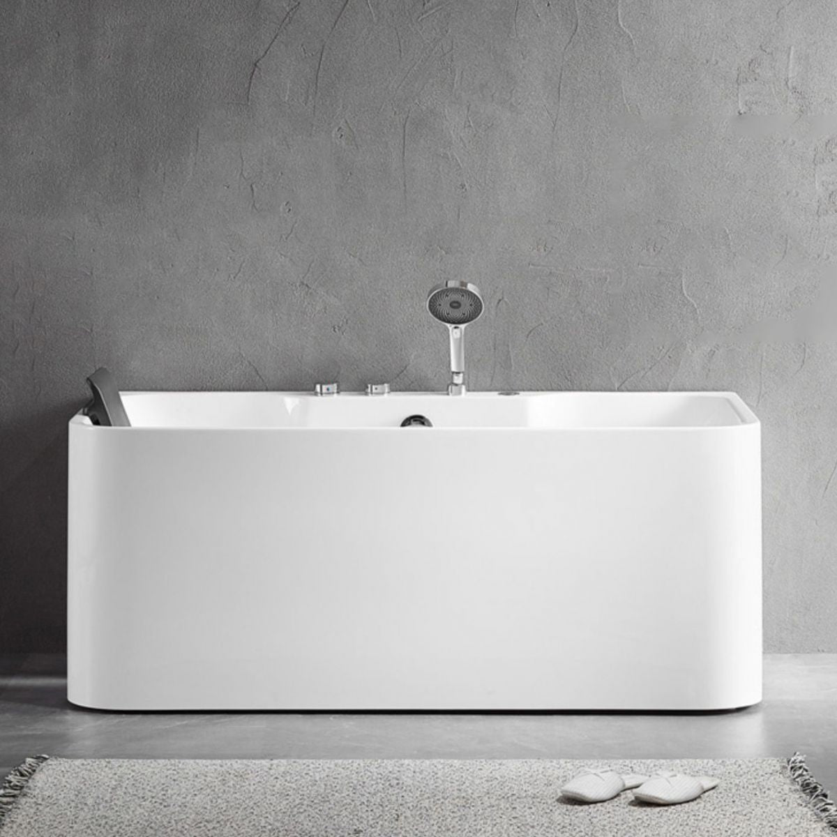 Modern Soaking Bathtub Antique Finish Rectangular Back to Wall Bath Tub Clearhalo 'Bathroom Remodel & Bathroom Fixtures' 'Bathtubs' 'Home Improvement' 'home_improvement' 'home_improvement_bathtubs' 'Showers & Bathtubs' 1200x1200_dabd2cb5-4d79-41e7-a7f8-fc1ce86bfb8c