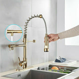 Farmhouse Bar Faucet Brass Lever Handles Spring Spout Swivel Spout Pre-Rinse Faucet Clearhalo 'Home Improvement' 'home_improvement' 'home_improvement_kitchen_faucets' 'Kitchen Faucets' 'Kitchen Remodel & Kitchen Fixtures' 'Kitchen Sinks & Faucet Components' 'kitchen_faucets' 1200x1200_daf2b556-c023-4d66-bb8a-0329edc68ea4