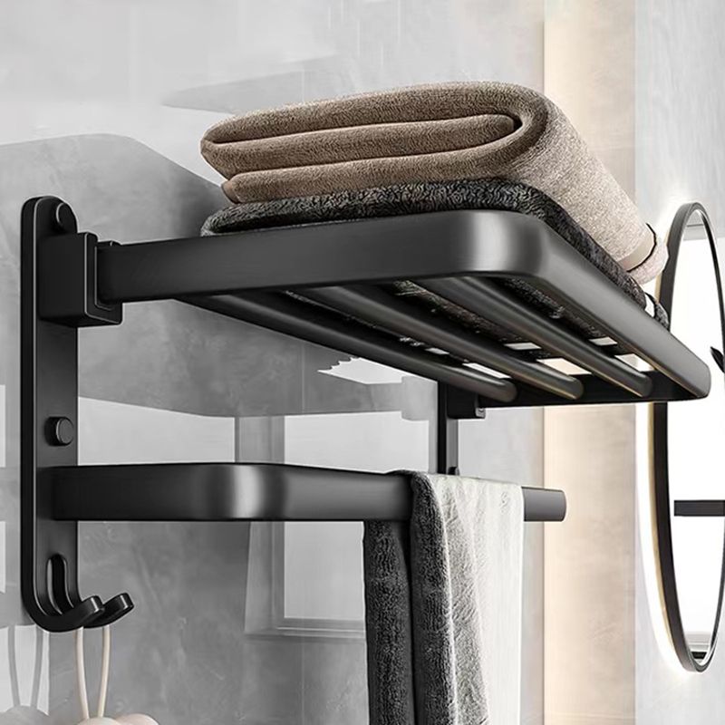 Black Aluminum Bathroom Accessory Set Modern Bath Shelf/ Towel Bar & Paper Holder Clearhalo 'Bathroom Hardware Sets' 'Bathroom Hardware' 'Bathroom Remodel & Bathroom Fixtures' 'bathroom_hardware_sets' 'Home Improvement' 'home_improvement' 'home_improvement_bathroom_hardware_sets' 1200x1200_db1bfeb9-41e0-45ee-843d-0681a2f223be