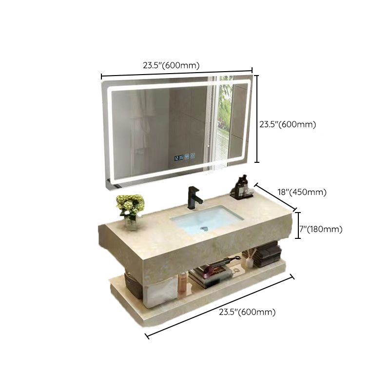 Yellow Stone Bath Vanity Shelving Included Single Sink Wall Mount Vanity Set with Mirror Clearhalo 'Bathroom Remodel & Bathroom Fixtures' 'Bathroom Vanities' 'bathroom_vanities' 'Home Improvement' 'home_improvement' 'home_improvement_bathroom_vanities' 1200x1200_db1d542c-6db0-4c98-a2b4-d0f59964eb94