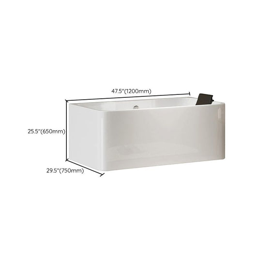 White Rectangular Bath Freestanding Acrylic Back to Wall Bathtub Clearhalo 'Bathroom Remodel & Bathroom Fixtures' 'Bathtubs' 'Home Improvement' 'home_improvement' 'home_improvement_bathtubs' 'Showers & Bathtubs' 1200x1200_db1f300b-7c81-453c-9255-608933fd53f5