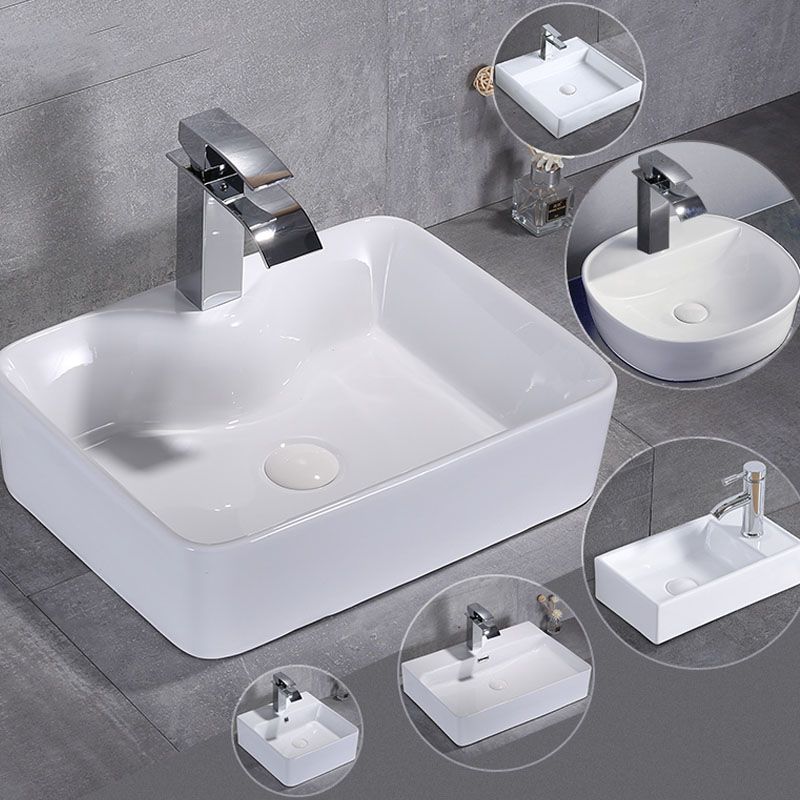 Porcelain Bathroom Sink Contemporary Simple Vessel Bathroom Sink Clearhalo 'Bathroom Remodel & Bathroom Fixtures' 'Bathroom Sinks & Faucet Components' 'Bathroom Sinks' 'bathroom_sink' 'Home Improvement' 'home_improvement' 'home_improvement_bathroom_sink' 1200x1200_db2292cf-5dcc-4c2f-b55d-1b43e3797190