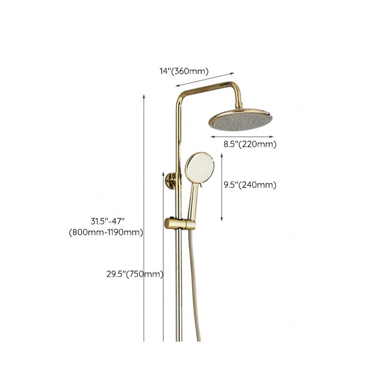 Contemporary Shower Head Combo Gold Wall Mounted Shower System Clearhalo 'Bathroom Remodel & Bathroom Fixtures' 'Home Improvement' 'home_improvement' 'home_improvement_shower_faucets' 'Shower Faucets & Systems' 'shower_faucets' 'Showers & Bathtubs Plumbing' 'Showers & Bathtubs' 1200x1200_db3974fe-fe43-4b1d-97c5-fae3ca2c9b94