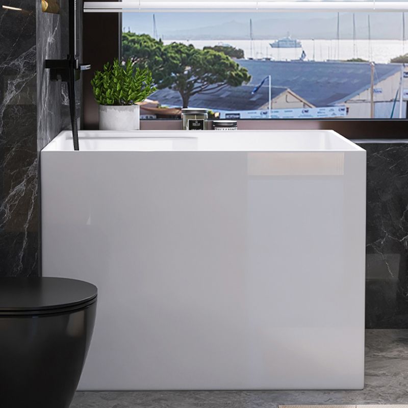 Modern Style Acrylic Soaking Bathtub Rectangle Back to Wall Bathtub Clearhalo 'Bathroom Remodel & Bathroom Fixtures' 'Bathtubs' 'Home Improvement' 'home_improvement' 'home_improvement_bathtubs' 'Showers & Bathtubs' 1200x1200_db48a9aa-e3b6-42a4-9da8-321360084dce