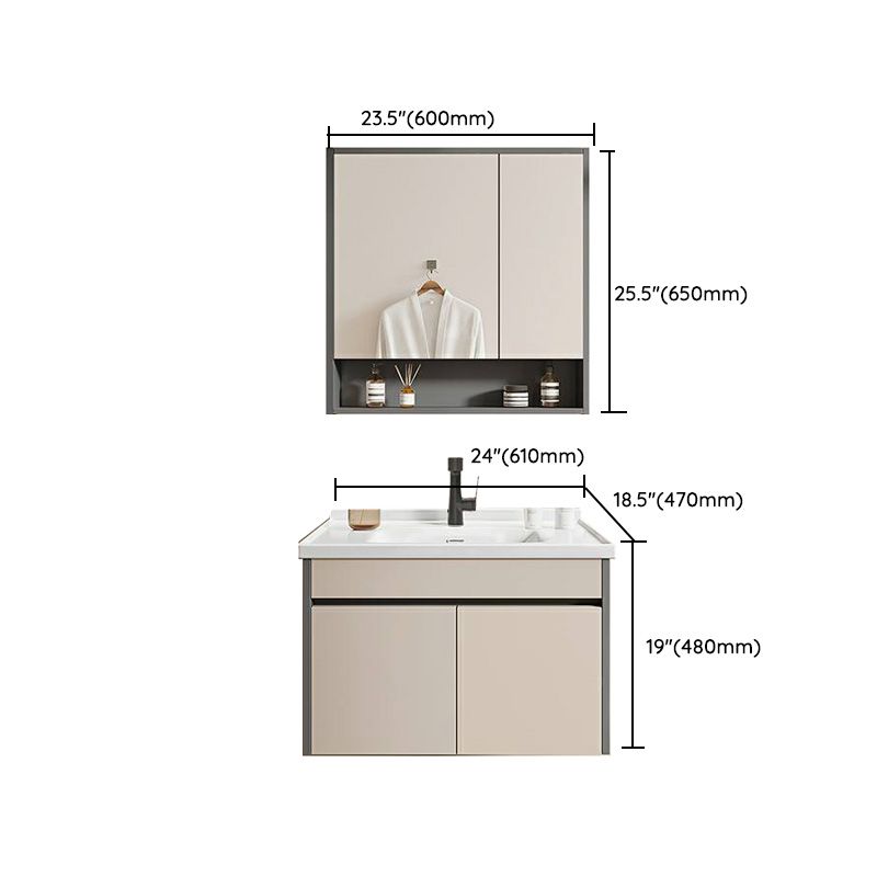 Contemporary Bathroom Sink Vanity Wall Mount Open Shelf with Soft Close Door Clearhalo 'Bathroom Remodel & Bathroom Fixtures' 'Bathroom Vanities' 'bathroom_vanities' 'Home Improvement' 'home_improvement' 'home_improvement_bathroom_vanities' 1200x1200_db58945f-a2fe-45a5-b1f3-6cd00e64bc37
