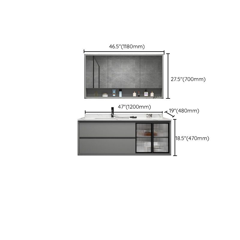 Modern Vanity Set Single Gray Rectangular Wall Mount Bath Vanity Clearhalo 'Bathroom Remodel & Bathroom Fixtures' 'Bathroom Vanities' 'bathroom_vanities' 'Home Improvement' 'home_improvement' 'home_improvement_bathroom_vanities' 1200x1200_db58ca2d-1873-4f1a-be40-dff0dacfab25