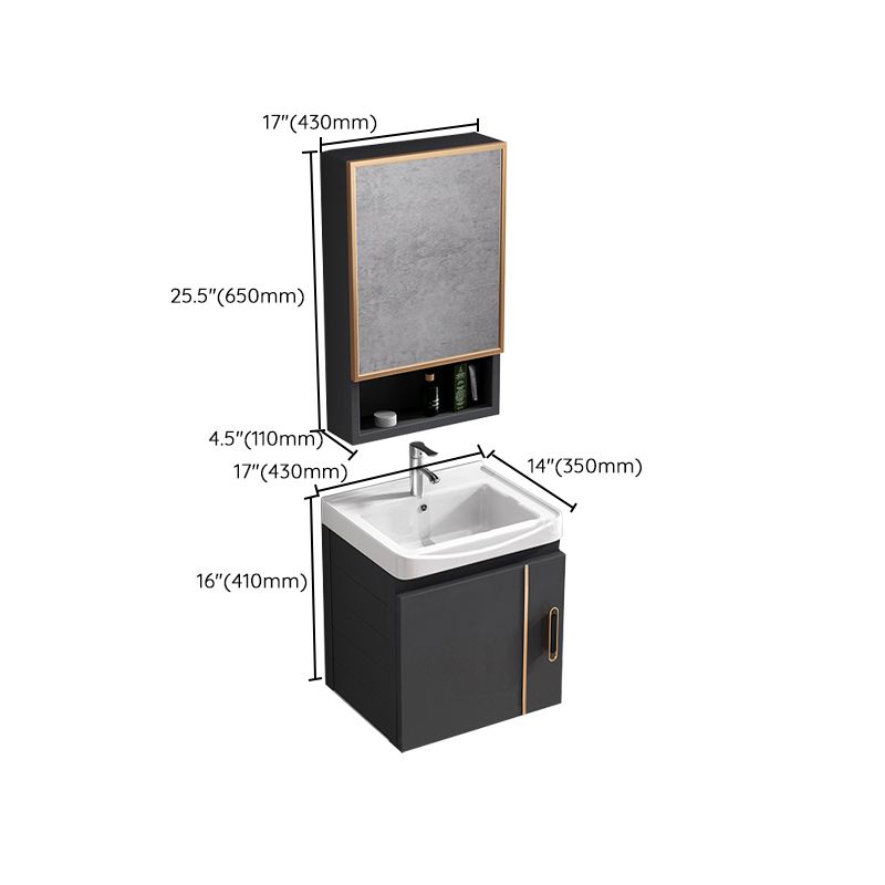 Single Glam Bathroom Vanity Dark Gray Rectangular Wall Mount Vanity Set Clearhalo 'Bathroom Remodel & Bathroom Fixtures' 'Bathroom Vanities' 'bathroom_vanities' 'Home Improvement' 'home_improvement' 'home_improvement_bathroom_vanities' 1200x1200_db637b18-a237-4884-a770-95677266d4e7