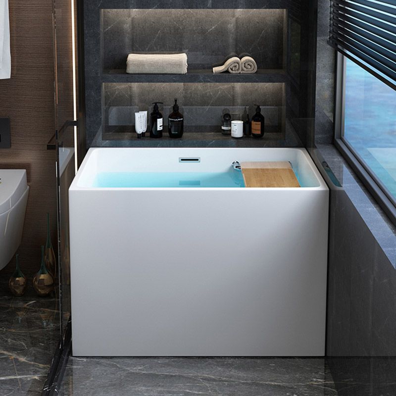 Modern Rectangle White Acrylic Bathtub Back to Wall with Drain Bath Tub and Overflow Hole Clearhalo 'Bathroom Remodel & Bathroom Fixtures' 'Bathtubs' 'Home Improvement' 'home_improvement' 'home_improvement_bathtubs' 'Showers & Bathtubs' 1200x1200_db64f0db-a240-4eda-b8f5-4755af9bb9da