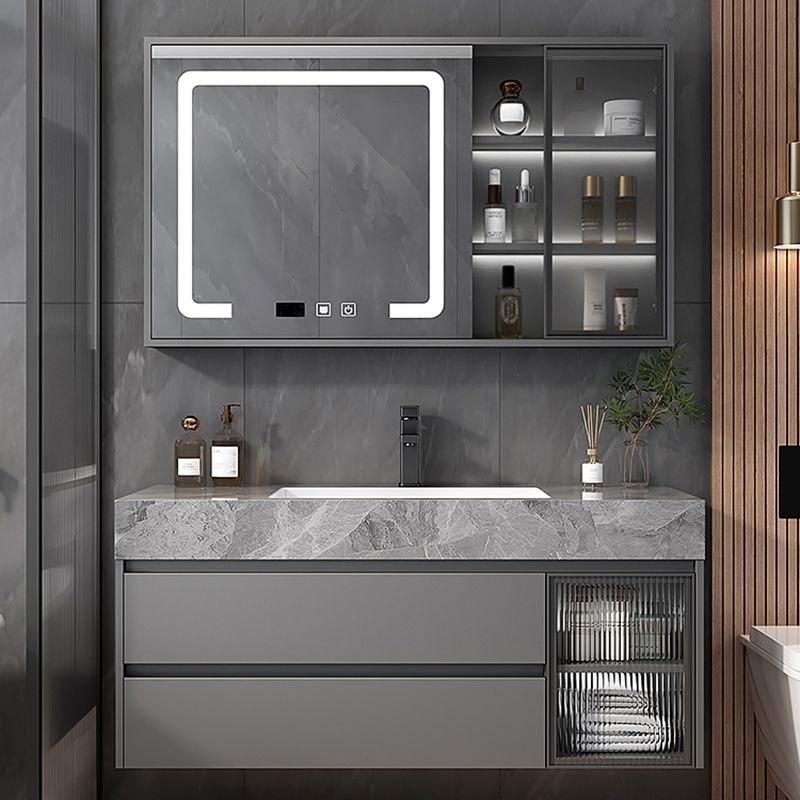 Modern Wall Mount Bath Vanity Gray Tone Vanity Cabinet with Mirror Cabinet Clearhalo 'Bathroom Remodel & Bathroom Fixtures' 'Bathroom Vanities' 'bathroom_vanities' 'Home Improvement' 'home_improvement' 'home_improvement_bathroom_vanities' 1200x1200_db93edfd-3400-40b1-9361-b3243153b9f4