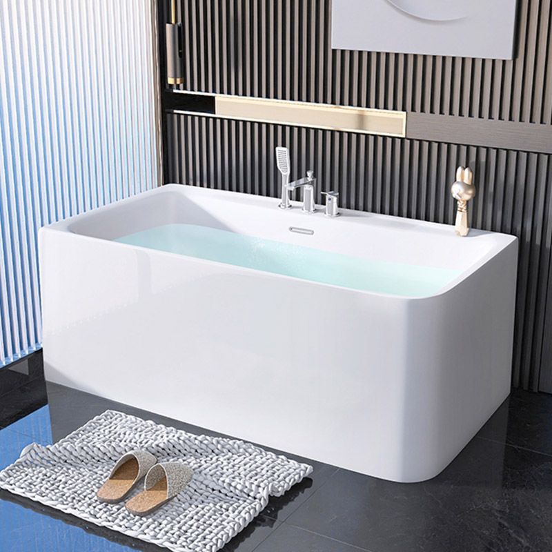 Modern Acrylic Rectangle Bathtub Soaking Back to Wall Bathtub with Drain and Overflow Trim Clearhalo 'Bathroom Remodel & Bathroom Fixtures' 'Bathtubs' 'Home Improvement' 'home_improvement' 'home_improvement_bathtubs' 'Showers & Bathtubs' 1200x1200_dbda7fe1-fa3c-4abb-9c42-adf702fab831