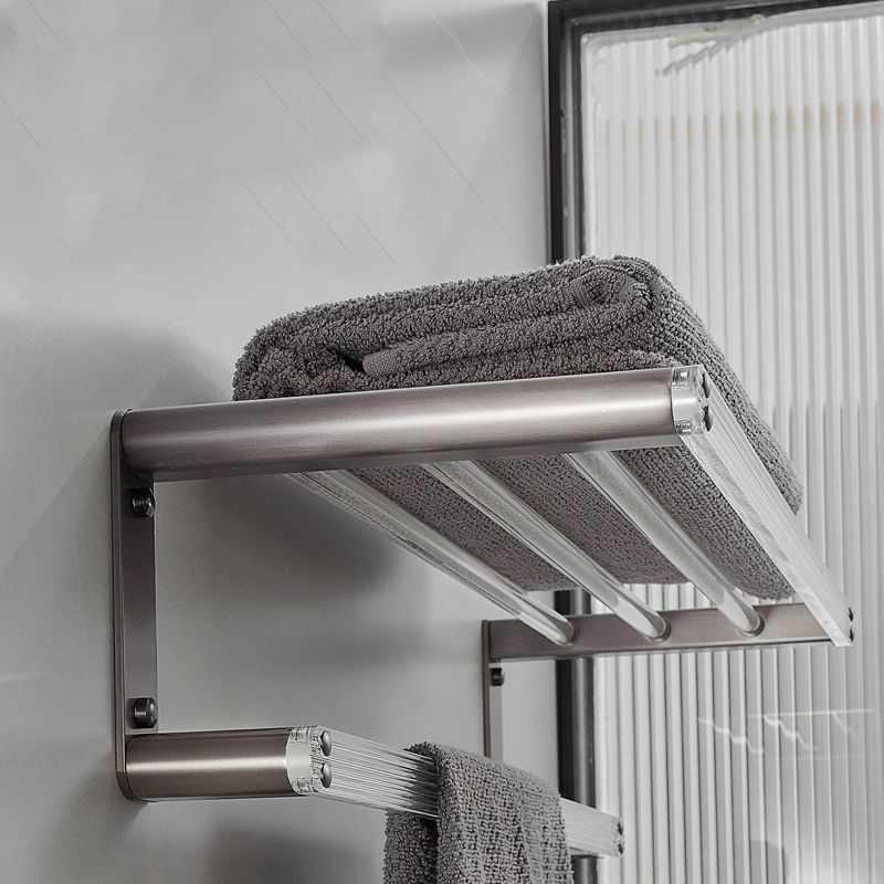 Modern Bathroom Set Grey Towel Bar Bath Shelf Bathroom Accessory Kit Clearhalo 'Bathroom Hardware Sets' 'Bathroom Hardware' 'Bathroom Remodel & Bathroom Fixtures' 'bathroom_hardware_sets' 'Home Improvement' 'home_improvement' 'home_improvement_bathroom_hardware_sets' 1200x1200_dbdd59d6-ea4a-4e5a-be6f-33141d2291de