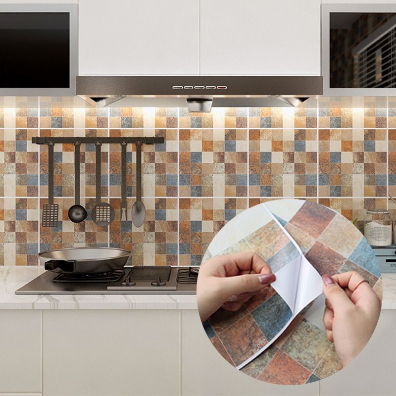 Peel & Stick Tile Square Stain Resistant Plastic Peel and Stick Tiles for Kitchen 20 Pack Clearhalo 'Flooring 'Home Improvement' 'home_improvement' 'home_improvement_peel_stick_blacksplash' 'Peel & Stick Backsplash Tile' 'peel_stick_blacksplash' 'Walls & Ceilings' Walls and Ceiling' 1200x1200_dbf0938c-20b1-477d-98f0-17db134c608f