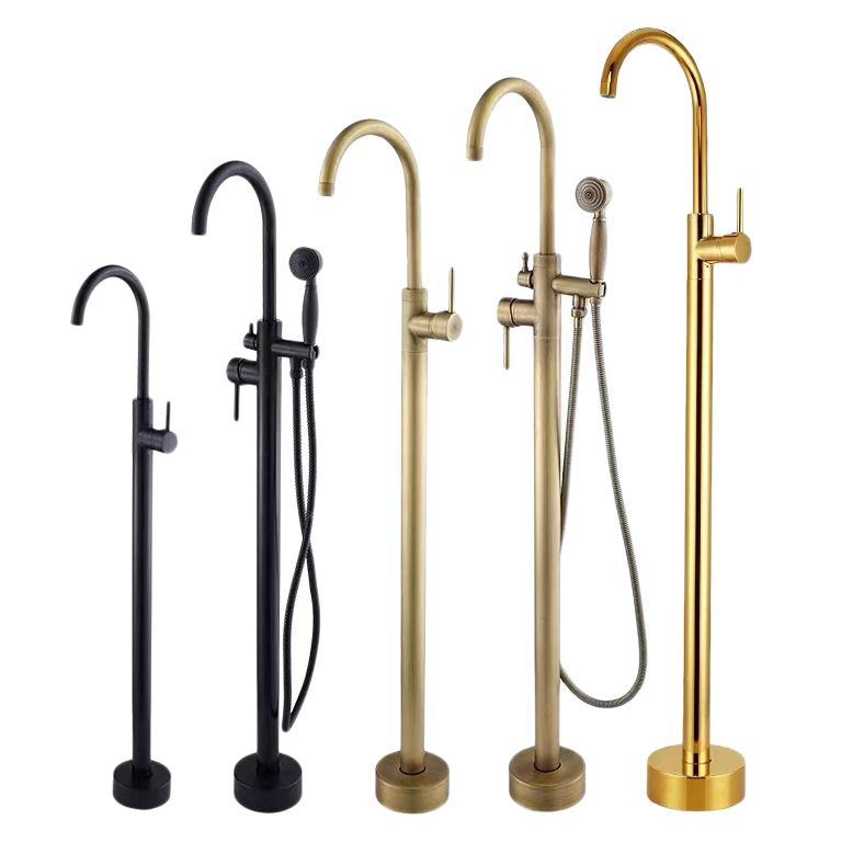 Traditional Floor Mounted Metal Freestanding Tub Filler Single Handle Freestanding Faucet Clearhalo 'Bathroom Remodel & Bathroom Fixtures' 'Bathtub Faucets' 'bathtub_faucets' 'Home Improvement' 'home_improvement' 'home_improvement_bathtub_faucets' 1200x1200_dc12ad2d-26cf-4485-9ba8-338ce98a842f