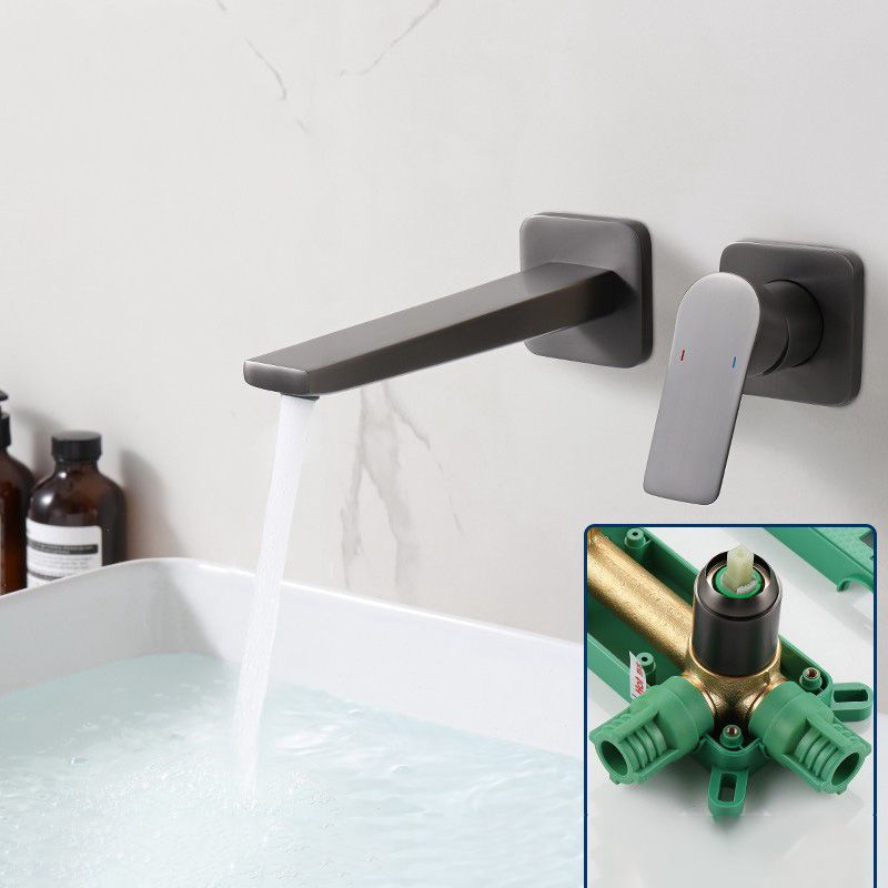 Lever Single-Handle Wall Mounted Modern Low Arc Metal Wall Mount Clearhalo 'Bathroom Remodel & Bathroom Fixtures' 'Bathtub Faucets' 'bathtub_faucets' 'Home Improvement' 'home_improvement' 'home_improvement_bathtub_faucets' 1200x1200_dc1ae918-1b03-409b-a2f7-3944081bd085