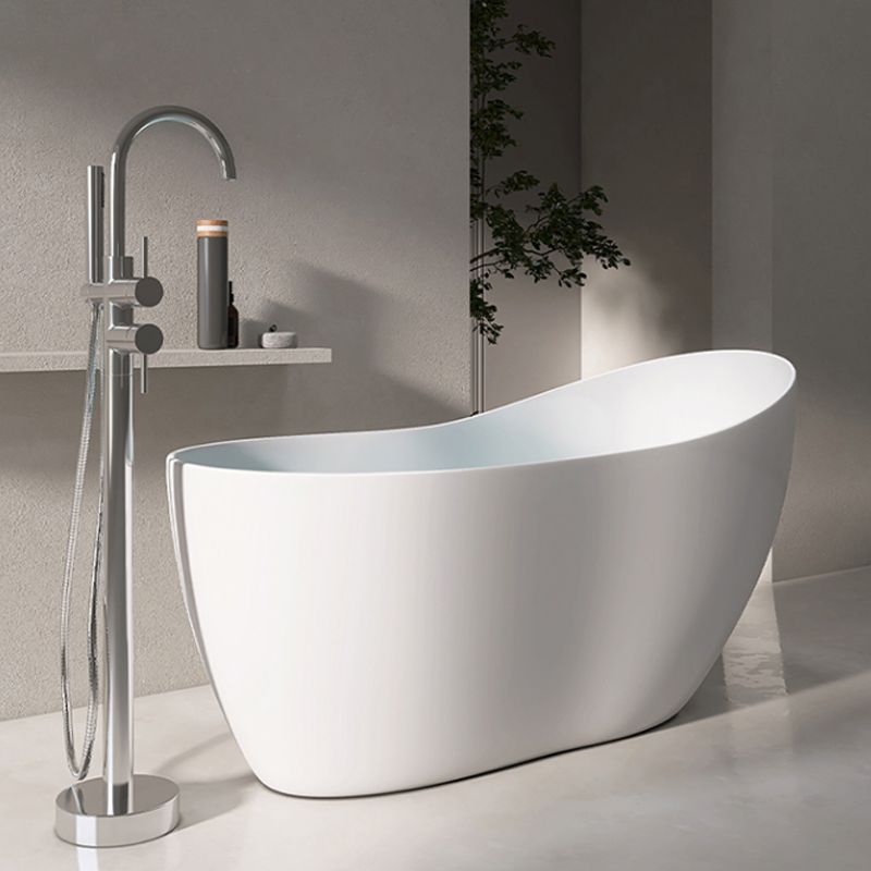 Modern Acrylic White Bathtub Freestanding Soaking Bathtub with Drain Clearhalo 'Bathroom Remodel & Bathroom Fixtures' 'Bathtubs' 'Home Improvement' 'home_improvement' 'home_improvement_bathtubs' 'Showers & Bathtubs' 1200x1200_dc4a4b4a-cd5c-44f4-b39f-afbc1fd26bea