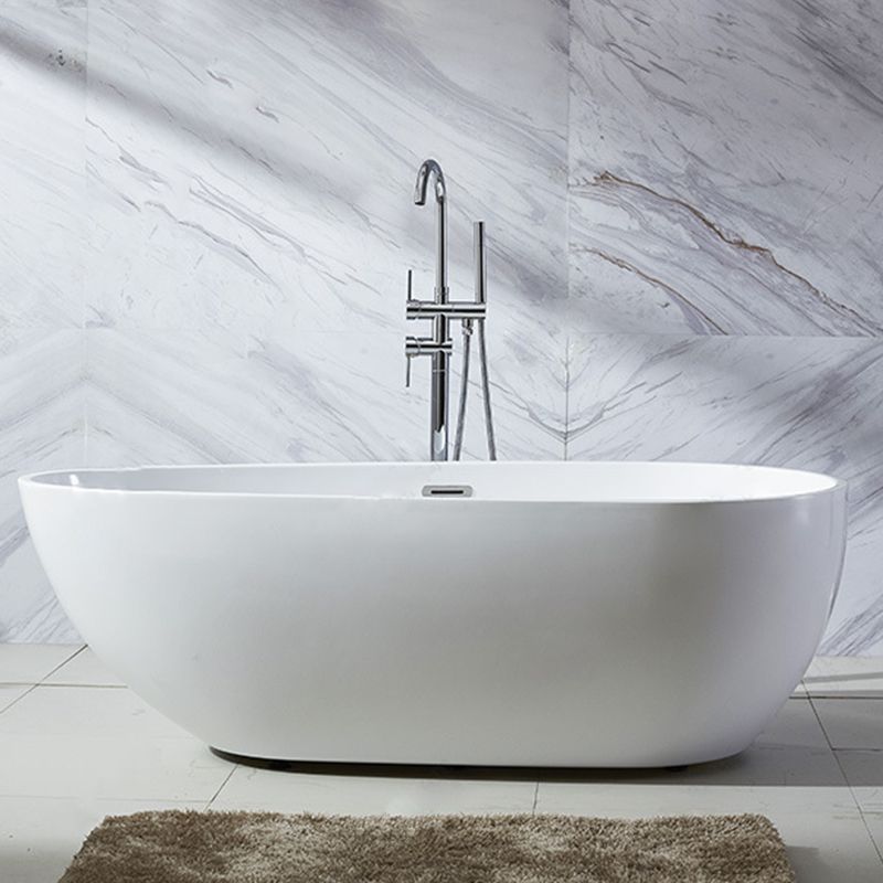 Modern Soaking Bathtub Oval with Drain Acrylic Freestanding Bath Tub Clearhalo 'Bathroom Remodel & Bathroom Fixtures' 'Bathtubs' 'Home Improvement' 'home_improvement' 'home_improvement_bathtubs' 'Showers & Bathtubs' 1200x1200_dc4baa11-896b-4412-a36e-11fb28218d3d