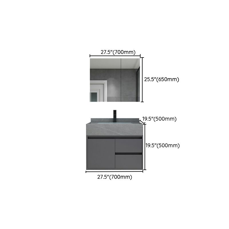 Modern Bathroom Sink Vanity Grey Wall Mounted Standard with Two Drawer Clearhalo 'Bathroom Remodel & Bathroom Fixtures' 'Bathroom Vanities' 'bathroom_vanities' 'Home Improvement' 'home_improvement' 'home_improvement_bathroom_vanities' 1200x1200_dc623cb4-48a0-4b3b-be47-3fbbfb13d47c