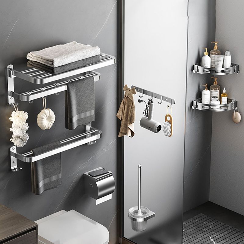 Contemporary Polished Chrome Bathroom Accessory Set with Towel Bar & Bath Shelf Clearhalo 'Bathroom Hardware Sets' 'Bathroom Hardware' 'Bathroom Remodel & Bathroom Fixtures' 'bathroom_hardware_sets' 'Home Improvement' 'home_improvement' 'home_improvement_bathroom_hardware_sets' 1200x1200_dc6a32d2-3871-4314-ae43-d891fa16cf17