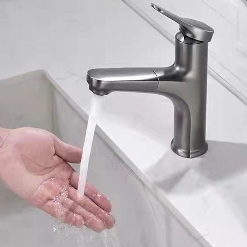 Pull-out 1 Hole Bathroom Faucet with Water Hose Vessel Faucet Clearhalo 'bathroom_sink_faucets' 'Conjunta de Baño y Conjunta de Grifo' 'Coronamiento de Baño y Dispositivo de Baño' 'Grifo del lavabo del baño' 'Hogar' 'home_improvement' 'home_improvement_bathroom_sink_faucets' 'Mejoras para el hogar' 1200x1200_dc7322a3-9e62-4354-a3cd-582a0cc9b56b