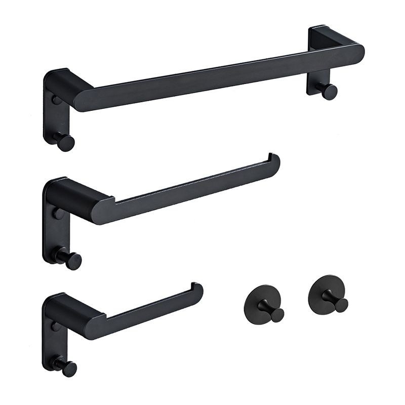 Metal Bathroom Set 5-piece Modern Style Black Bathroom Hardware Set Clearhalo 'Bathroom Hardware Sets' 'Bathroom Hardware' 'Bathroom Remodel & Bathroom Fixtures' 'bathroom_hardware_sets' 'Home Improvement' 'home_improvement' 'home_improvement_bathroom_hardware_sets' 1200x1200_dc757445-9a2d-432d-8f57-667dd812c0a9