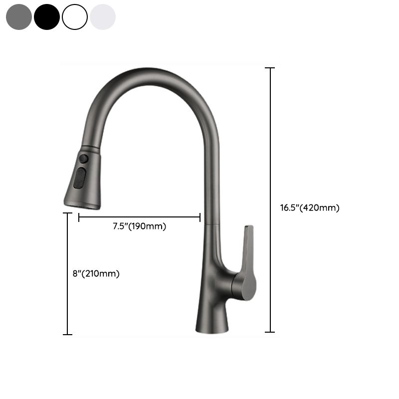 Modern Style Kitchen Faucet Gooseneck Copper Lever Handle Kitchen Faucet Clearhalo 'Home Improvement' 'home_improvement' 'home_improvement_kitchen_faucets' 'Kitchen Faucets' 'Kitchen Remodel & Kitchen Fixtures' 'Kitchen Sinks & Faucet Components' 'kitchen_faucets' 1200x1200_dcd9610a-958a-4122-bd96-744dd6d4896e