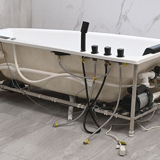 Corner Back to Wall Bath Modern White Soaking Acrylic Bathtub Clearhalo 'Bathroom Remodel & Bathroom Fixtures' 'Bathtubs' 'Home Improvement' 'home_improvement' 'home_improvement_bathtubs' 'Showers & Bathtubs' 1200x1200_dcdae3b1-bad8-4141-9a2d-75b3c2dbe8bc