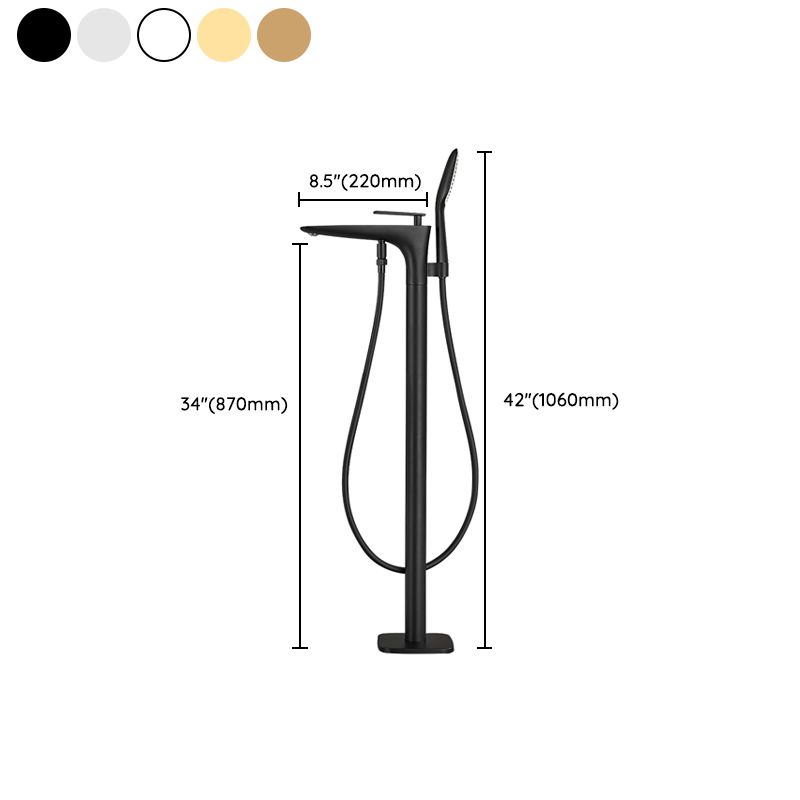 Floor Mount Bathroom Faucet Solid Color Low Arc Freestanding Tub Faucet Clearhalo 'Bathroom Remodel & Bathroom Fixtures' 'Bathtub Faucets' 'bathtub_faucets' 'Home Improvement' 'home_improvement' 'home_improvement_bathtub_faucets' 1200x1200_dce65b33-cea3-41f1-8914-d5b05818d588