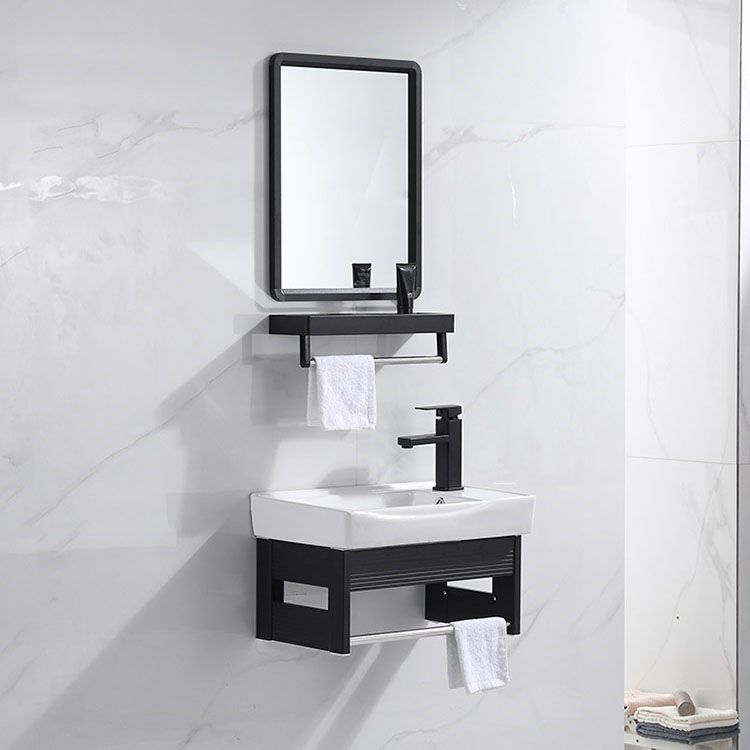 Wall Mount Metal Modern Sink Vanity with Sink for Bathroom in Black Clearhalo 'Bathroom Remodel & Bathroom Fixtures' 'Bathroom Vanities' 'bathroom_vanities' 'Home Improvement' 'home_improvement' 'home_improvement_bathroom_vanities' 1200x1200_dcee56d9-54fd-4a6e-94a0-fda09dfd37b9