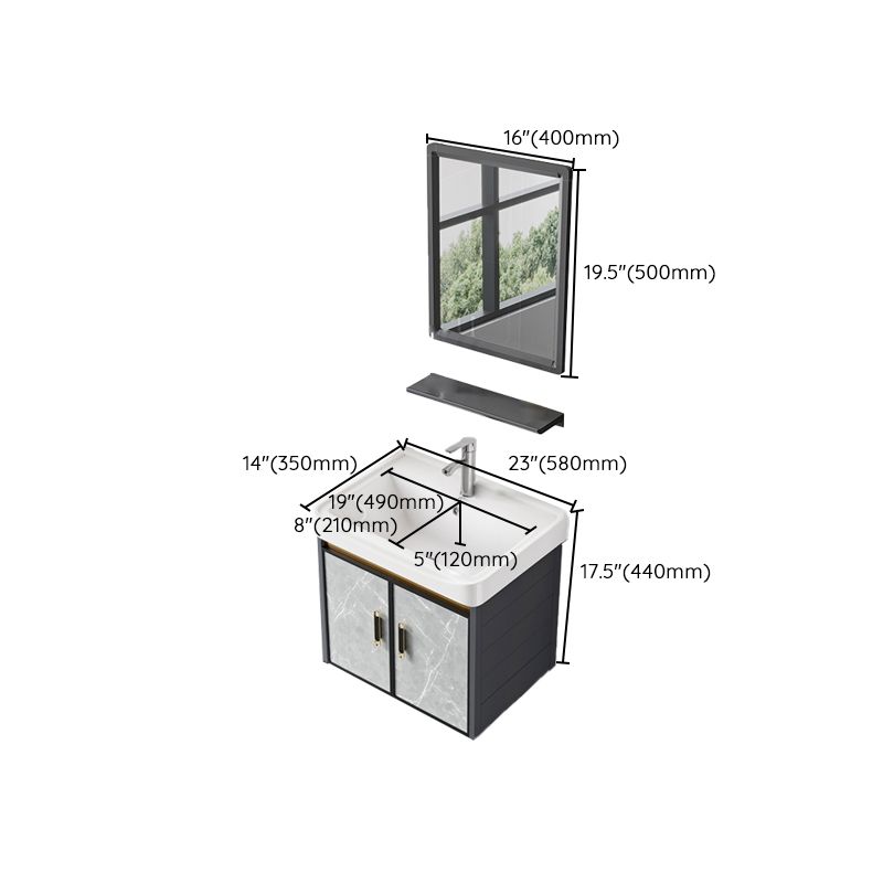 Wall Mounted Vanity Set Drawers Ceramic Sink Faucet Vanity Set with Mirror Clearhalo 'Bathroom Remodel & Bathroom Fixtures' 'Bathroom Vanities' 'bathroom_vanities' 'Home Improvement' 'home_improvement' 'home_improvement_bathroom_vanities' 1200x1200_dd170377-22af-4e9d-9c9e-38da016f0165