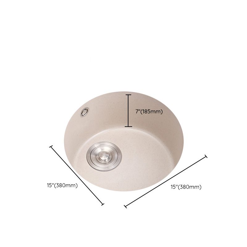 Round Kitchen Sink Quartz Single Bowl Kitchen Sink with Drain Assembly Clearhalo 'Home Improvement' 'home_improvement' 'home_improvement_kitchen_sinks' 'Kitchen Remodel & Kitchen Fixtures' 'Kitchen Sinks & Faucet Components' 'Kitchen Sinks' 'kitchen_sinks' 1200x1200_dd4f1c0d-c71b-4d4c-bc1e-13b2868a09e7