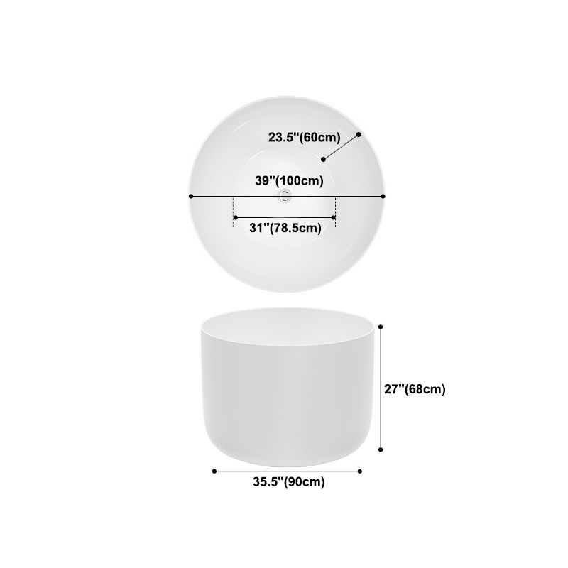 Modern Round Acrylic Bath Tub 26.77" H Freestanding Bathtub for Home Clearhalo 'Bathroom Remodel & Bathroom Fixtures' 'Bathtubs' 'Home Improvement' 'home_improvement' 'home_improvement_bathtubs' 'Showers & Bathtubs' 1200x1200_ddb6f15a-2bcc-45fe-9d52-e1487c6c8401