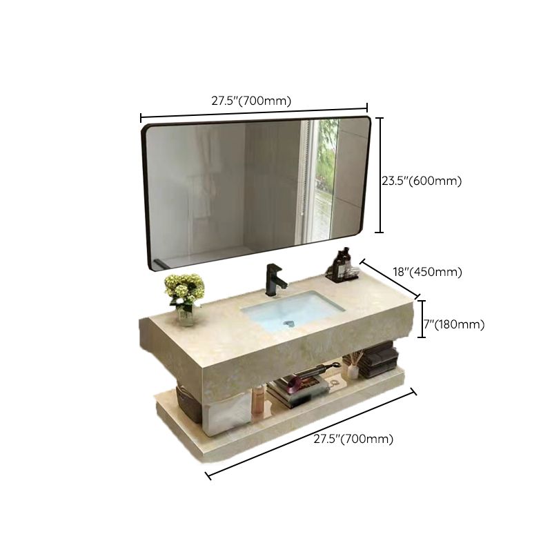 Yellow Stone Bath Vanity Shelving Included Single Sink Wall Mount Vanity Set with Mirror Clearhalo 'Bathroom Remodel & Bathroom Fixtures' 'Bathroom Vanities' 'bathroom_vanities' 'Home Improvement' 'home_improvement' 'home_improvement_bathroom_vanities' 1200x1200_ddbc5ff0-f499-4181-aa00-a04b4c0199b9