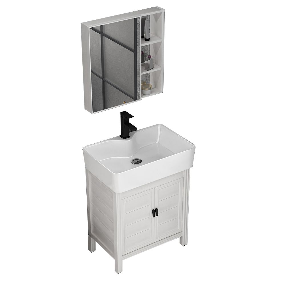 Rectangular Modern Bathroom Vanity White Metal Frame Single-Sink Vanity Set Clearhalo 'Bathroom Remodel & Bathroom Fixtures' 'Bathroom Vanities' 'bathroom_vanities' 'Home Improvement' 'home_improvement' 'home_improvement_bathroom_vanities' 1200x1200_ddd6529a-9a33-4b72-ac63-4cfabe0f5598